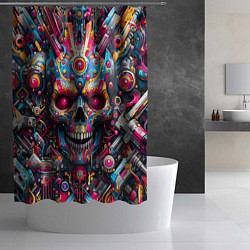 Шторка для душа Art cyber skull - ai art fantasy, цвет: 3D-принт — фото 2