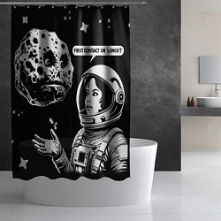 Шторка для душа Космонавт и астероид, цвет: 3D-принт — фото 2