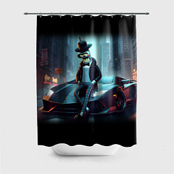 Шторка для душа Бендер счастливый владелец Ламборджини, цвет: 3D-принт