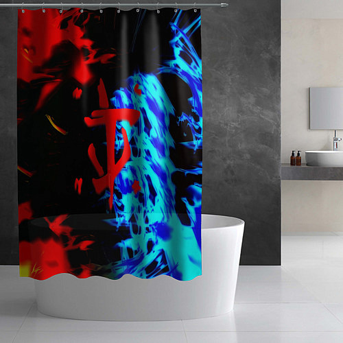 Шторка для ванной Doom лёд и пламя / 3D-принт – фото 2
