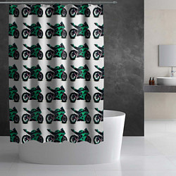 Шторка для душа Motorcycle turquoise, цвет: 3D-принт — фото 2