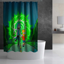 Шторка для душа Рик и Барт Симпсон, цвет: 3D-принт — фото 2