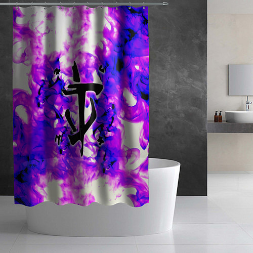 Шторка для ванной Doom неоновый огонь лого / 3D-принт – фото 2