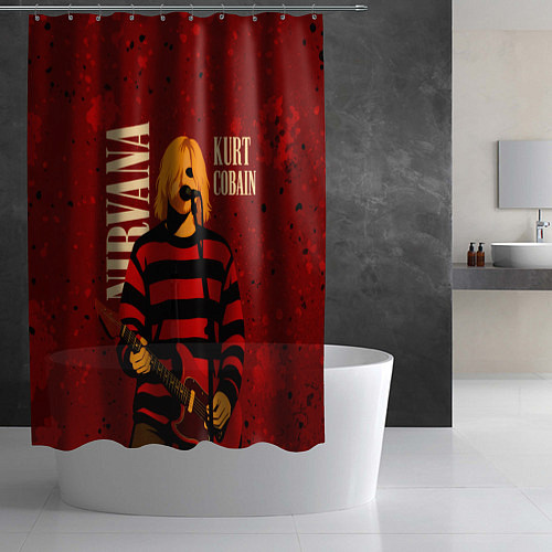 Шторка для ванной Нирвана, гранж из 90-х / 3D-принт – фото 2