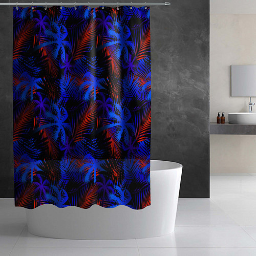 Шторка для ванной Palm dark blue / 3D-принт – фото 2