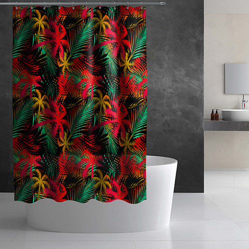 Шторка для ванной Palm yellow red / 3D-принт – фото 2