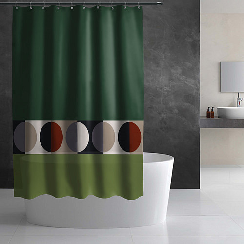 Шторка для ванной Луна Малевича сосновый зеленый / 3D-принт – фото 2