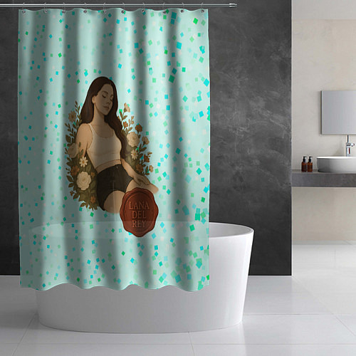Шторка для ванной Lana Del Rey сидит в цветах / 3D-принт – фото 2