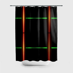 Шторка для душа Color black green orange lines, цвет: 3D-принт