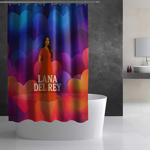 Шторка для ванной Lana Del Rey на фоне сердечек / 3D-принт – фото 2