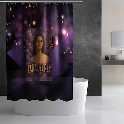 Шторка для ванной Lana Del Rey в фиолетовых облаках / 3D-принт – фото 2