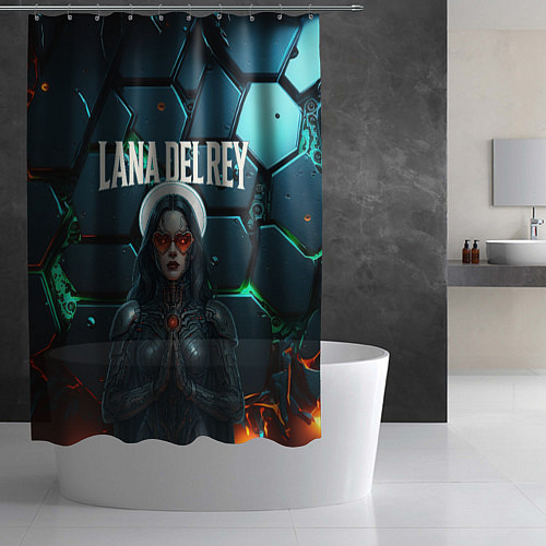 Шторка для ванной Lana Del Rey в стиле киберпанка / 3D-принт – фото 2