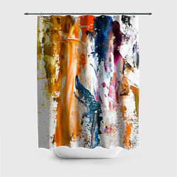 Шторка для душа Разноцветные мазки кисти на палитре художника, цвет: 3D-принт