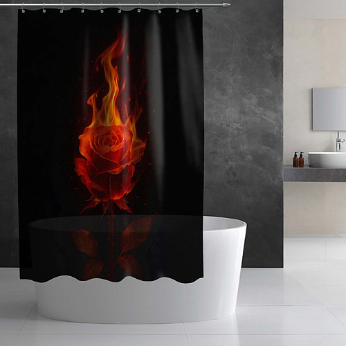 Шторка для ванной Flaming rose / 3D-принт – фото 2