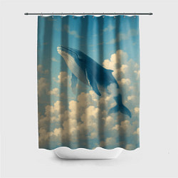 Шторка для душа Кит в облаках, цвет: 3D-принт