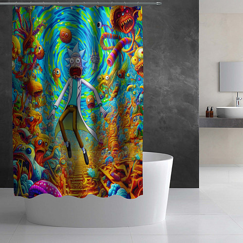 Шторка для ванной Кошмарный сон Рика Санчеса - нейроарт фантазия / 3D-принт – фото 2