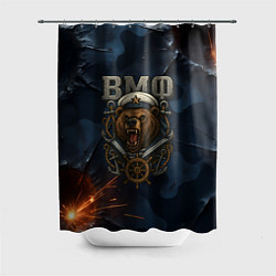 Шторка для душа ВМФ агрессивный медведь, цвет: 3D-принт