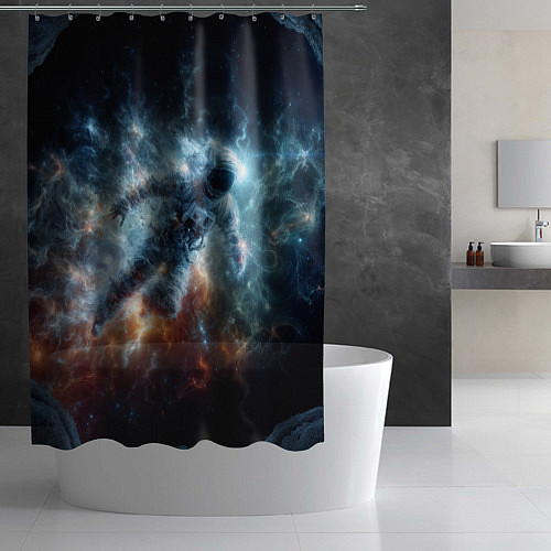 Шторка для ванной Космонавт парит в космосе среди звезд / 3D-принт – фото 2
