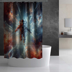 Шторка для душа Космонавт в космической туманности, цвет: 3D-принт — фото 2