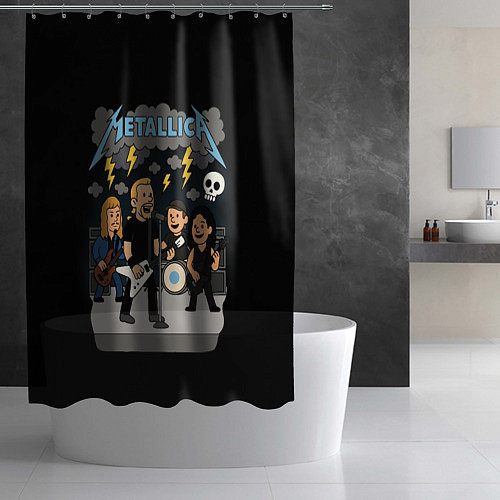 Шторка для ванной Металлика, мультяшный стиль / 3D-принт – фото 2