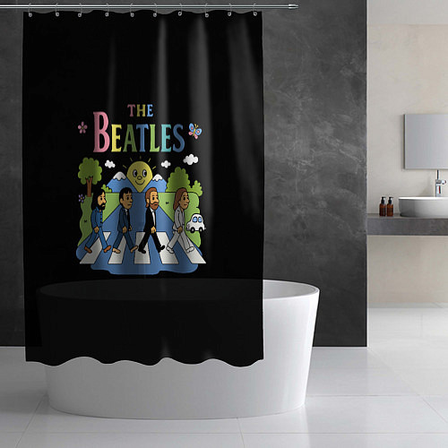 Шторка для ванной The Beatles, мультяшный стиль / 3D-принт – фото 2
