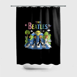 Шторка для душа The Beatles, мультяшный стиль, цвет: 3D-принт