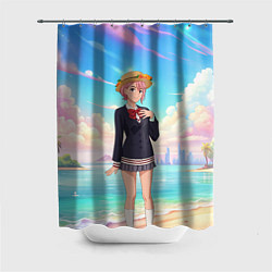 Шторка для душа Дандадан Сиратори Айра на берегу моря, цвет: 3D-принт