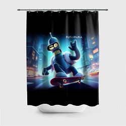 Шторка для душа Bender is a skateboarder in neon street - ai art, цвет: 3D-принт