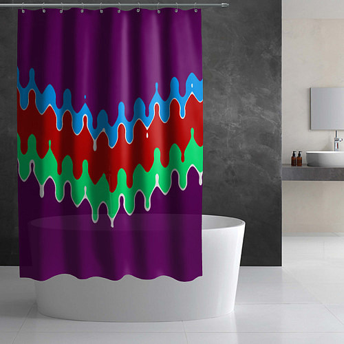 Шторка для ванной Фиолетовый с искажёнными абстрактными полосами / 3D-принт – фото 2