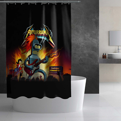 Шторка для ванной Bender is a hard rock guitarist - Futurama / 3D-принт – фото 2