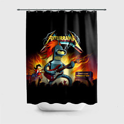 Шторка для душа Bender is a hard rock guitarist - Futurama, цвет: 3D-принт