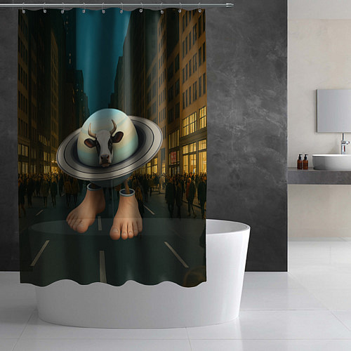 Шторка для ванной Ла Вака Сатурно Сатурнита мем / 3D-принт – фото 2