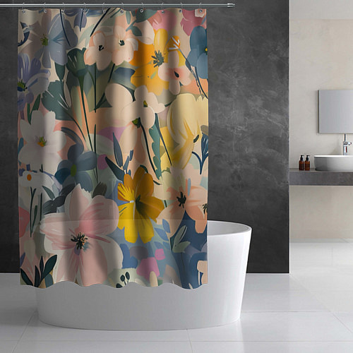 Шторка для ванной Цветы цветочки / 3D-принт – фото 2