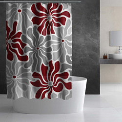 Шторка для душа Цветы cherry and grey pattern, цвет: 3D-принт — фото 2