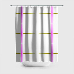 Шторка для душа Color white pink yellow stripes, цвет: 3D-принт