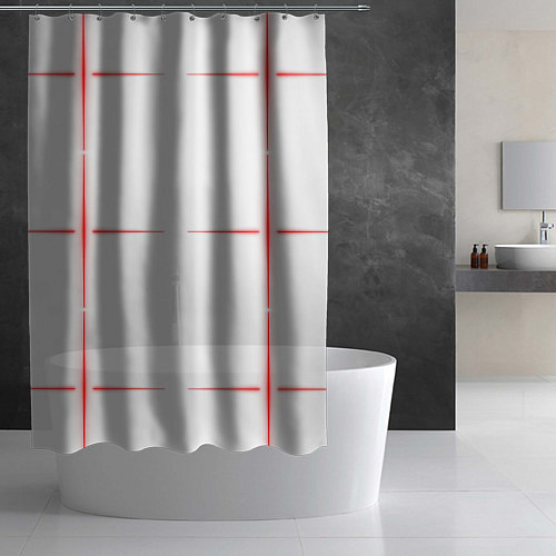 Шторка для ванной Color white red stripes / 3D-принт – фото 2