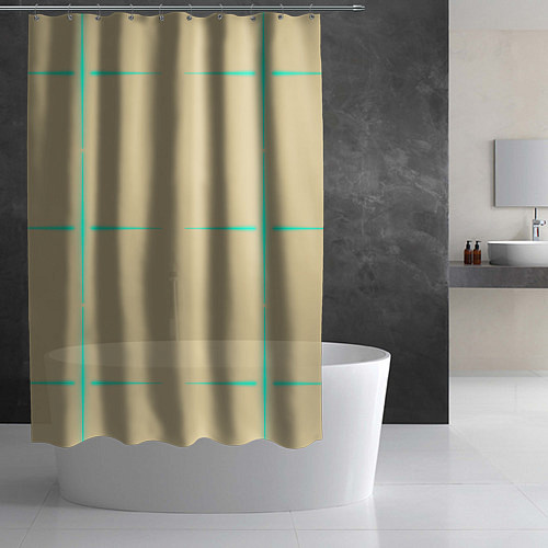 Шторка для ванной Color beige green stripes / 3D-принт – фото 2