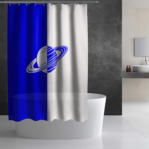 Шторка для ванной Сатурн сине-белый / 3D-принт – фото 2