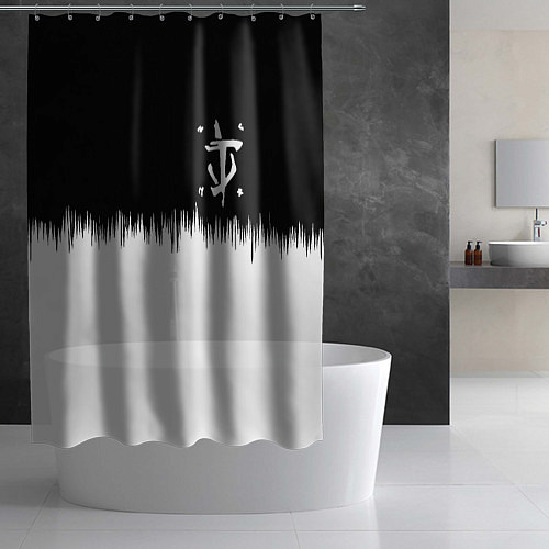 Шторка для ванной Doom краски черно белый / 3D-принт – фото 2