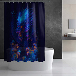 Шторка для душа Неоновый дракон - нейроарт, цвет: 3D-принт — фото 2