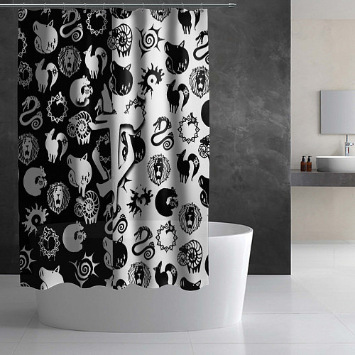 Шторка для ванной Doom anime black pattern / 3D-принт – фото 2