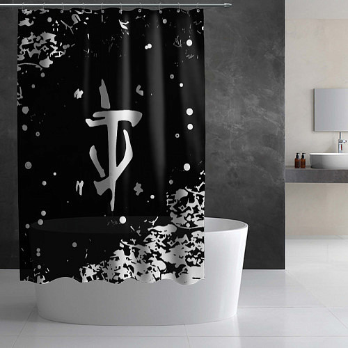 Шторка для ванной Doom белый всплеск красок / 3D-принт – фото 2