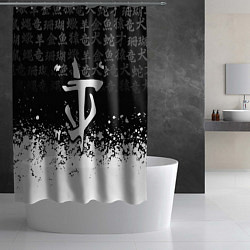 Шторка для душа Doom японские символы краски, цвет: 3D-принт — фото 2