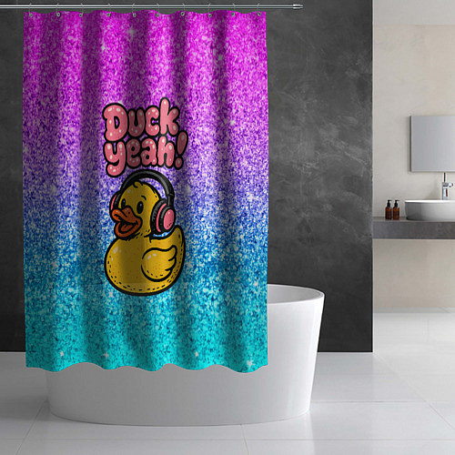 Шторка для ванной Duck yeah - утка в наушниках / 3D-принт – фото 2