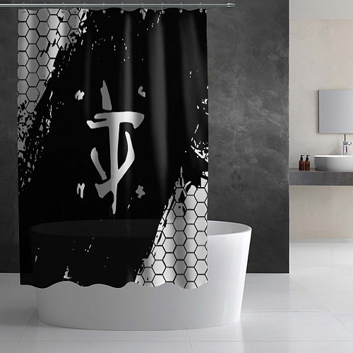 Шторка для ванной Doom соты краски / 3D-принт – фото 2