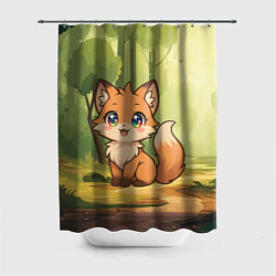 Шторка для душа Кавайная лисичка - аниме, цвет: 3D-принт