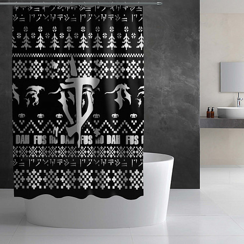 Шторка для ванной Doom x elders scrolls pattern / 3D-принт – фото 2