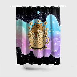 Шторка для душа Менеджер капибара в кружке в стикерах, цвет: 3D-принт