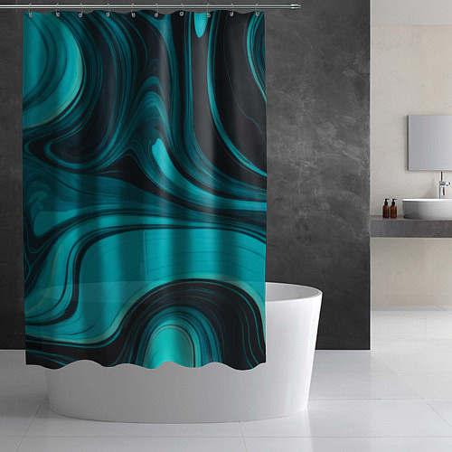 Шторка для ванной Мраморный малахитовый узор из изумрудных разводов / 3D-принт – фото 2