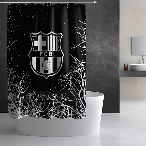 Шторка для ванной Barcelona деревья белые ночь / 3D-принт – фото 2